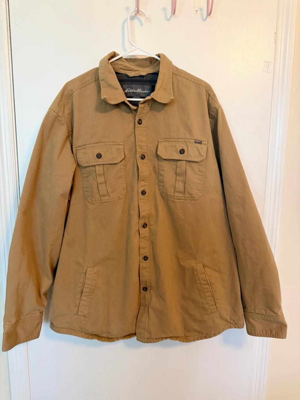 Eddie Bauer Men's Brown Button-Front Blanket Lined Jacket, Size XL